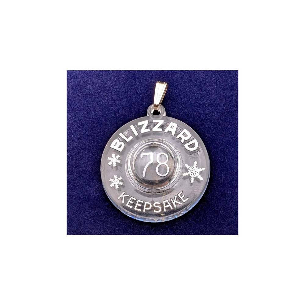 Vintage Blizzard 78 Keepsake Pendant Clear Acrylic Snowflake Charm Commemorative